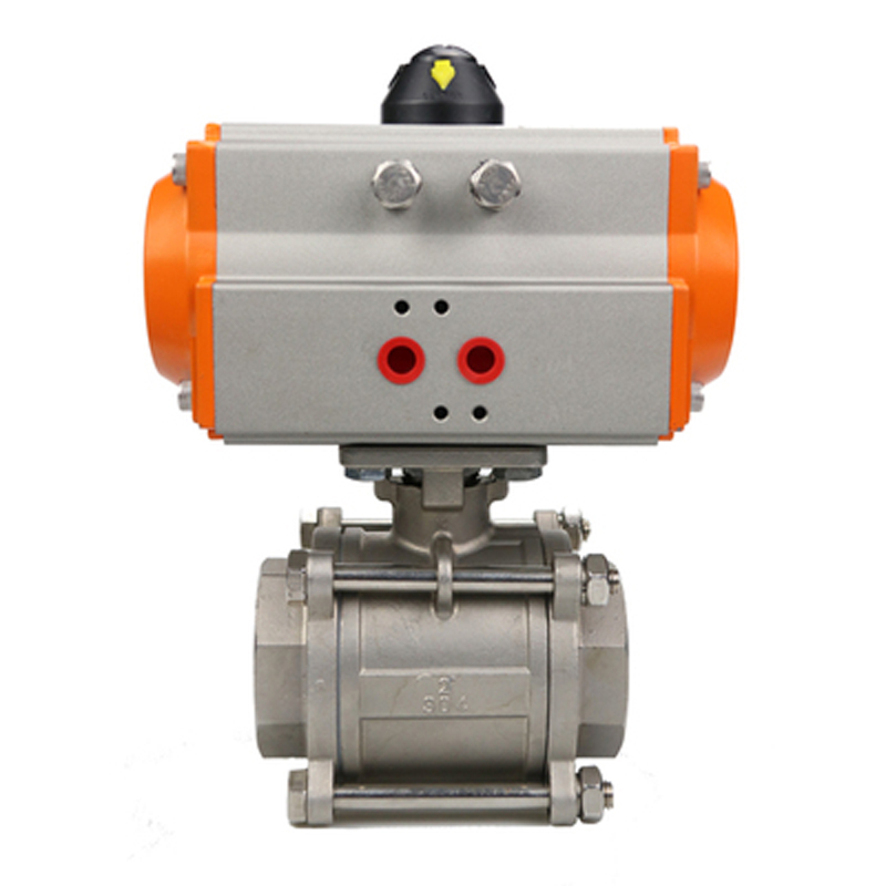Two Way Three pieces High Platform Pneumatic Ball Valve Stainless Steel Double Acting Cylinder Actuator Ball Valve