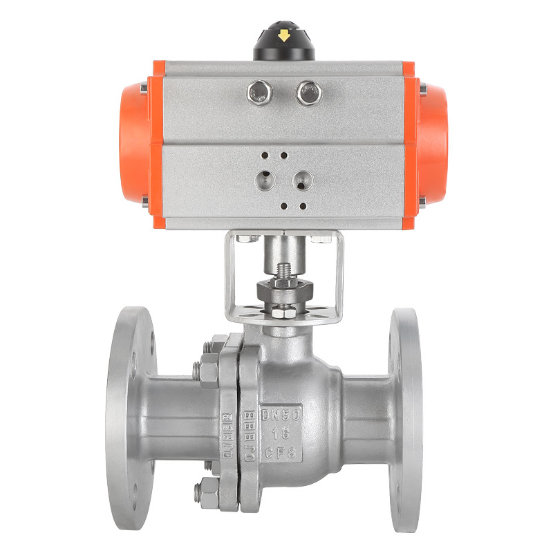 Stainless Steel Pneumatic Flanged Ball Valve Double Acting Cylinder High Temperature Steam Flange Ball Valve